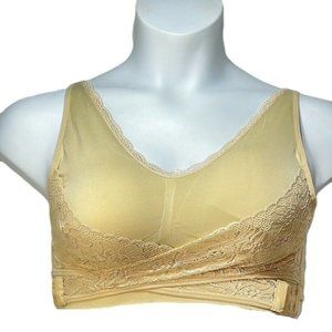 CaraMia Bra Smoothing Crisscross Comfort Lift Support Nude  Size L